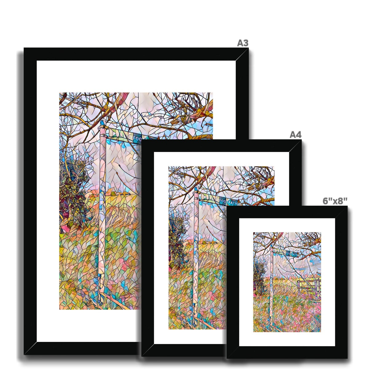 Loves Lane Footpath & Gate - Mosaic Framed & Mounted Print