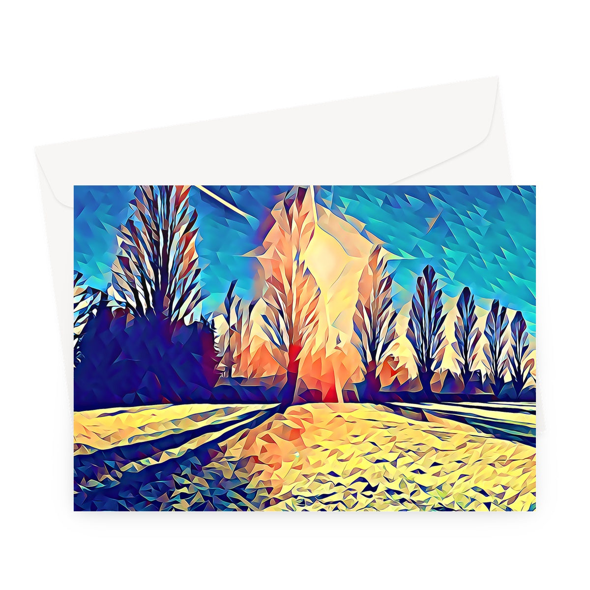 The Poplars - Poly Art Greeting Card