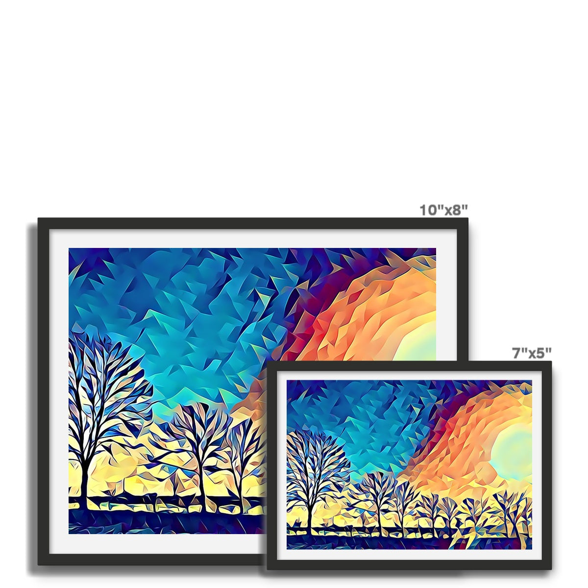 Towards Cambridgeshire - Poly Art Framed Photo Tile