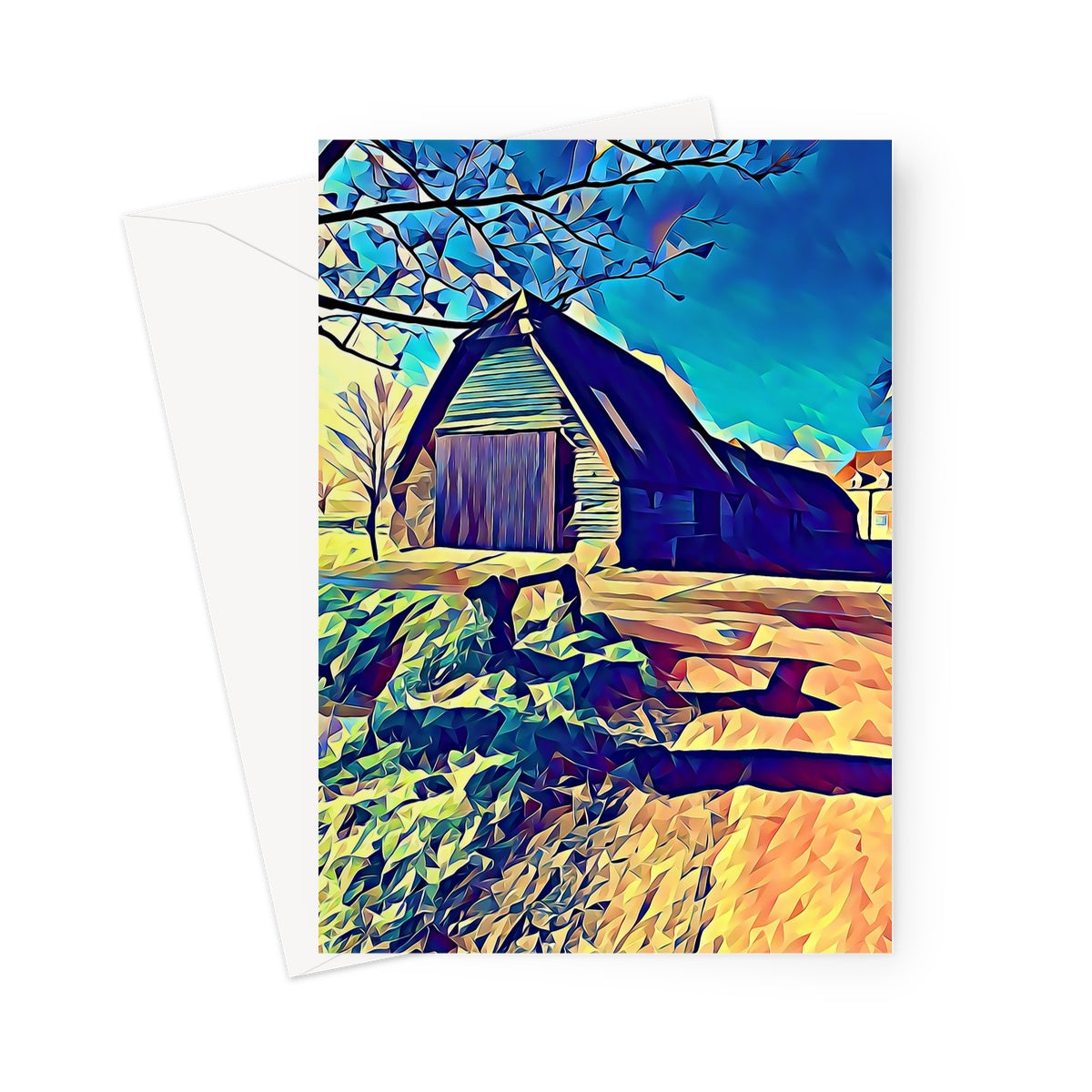 Bluegates Barn - Poly Art Greeting Card