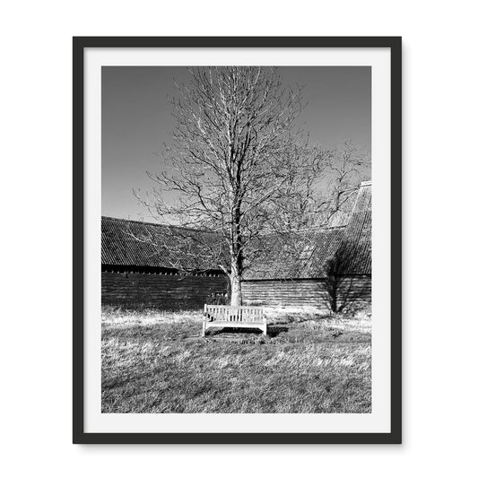 Bench at Bluegates - Black & White Framed Photo Tile