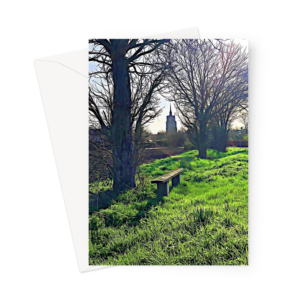 Bench on Gardiners Lane - Illustrated Greeting Card