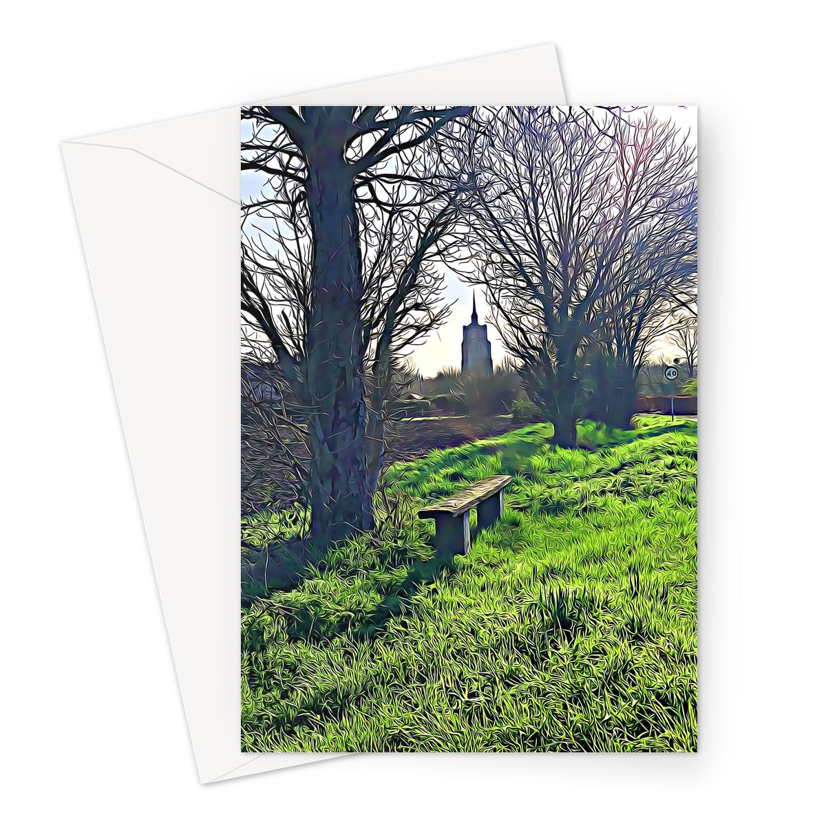 Bench on Gardiners Lane - Illustrated Greeting Card