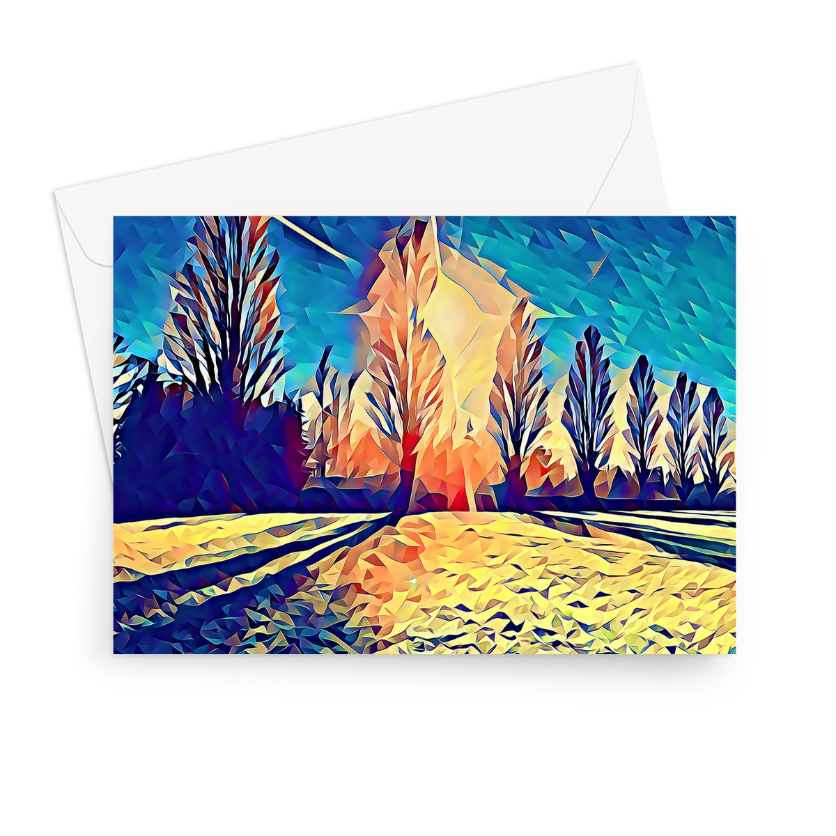 The Poplars - Poly Art Greeting Card