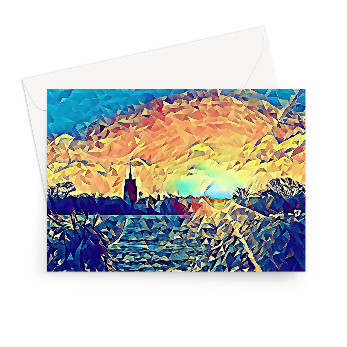 View from the Fields - Poly Art Greeting Card