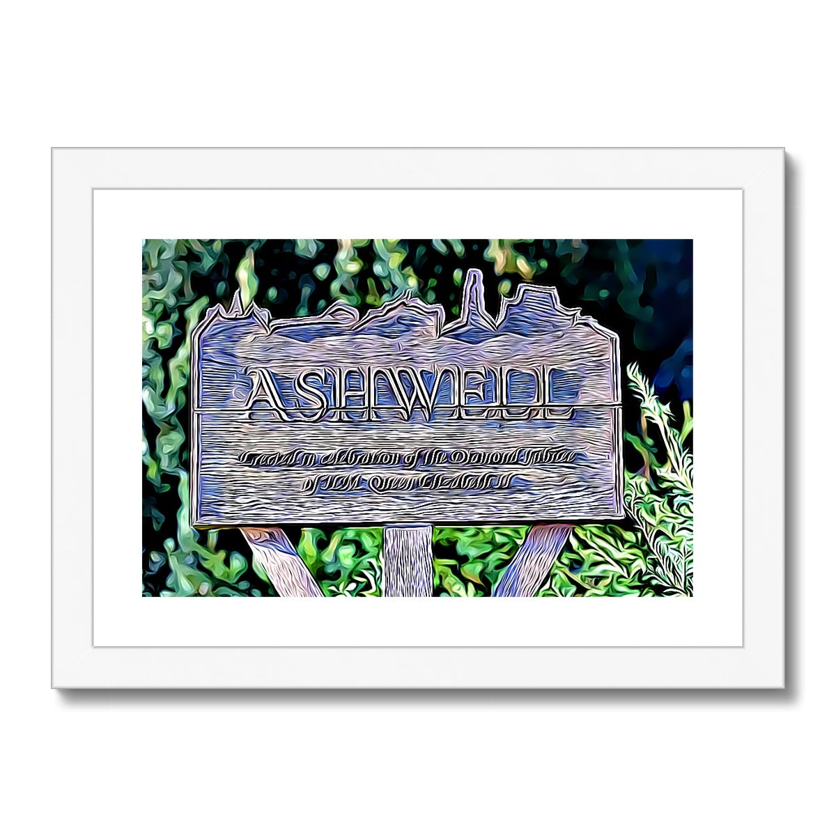 Ashwell Sign Village Green - Illustrated Framed & Mounted Print