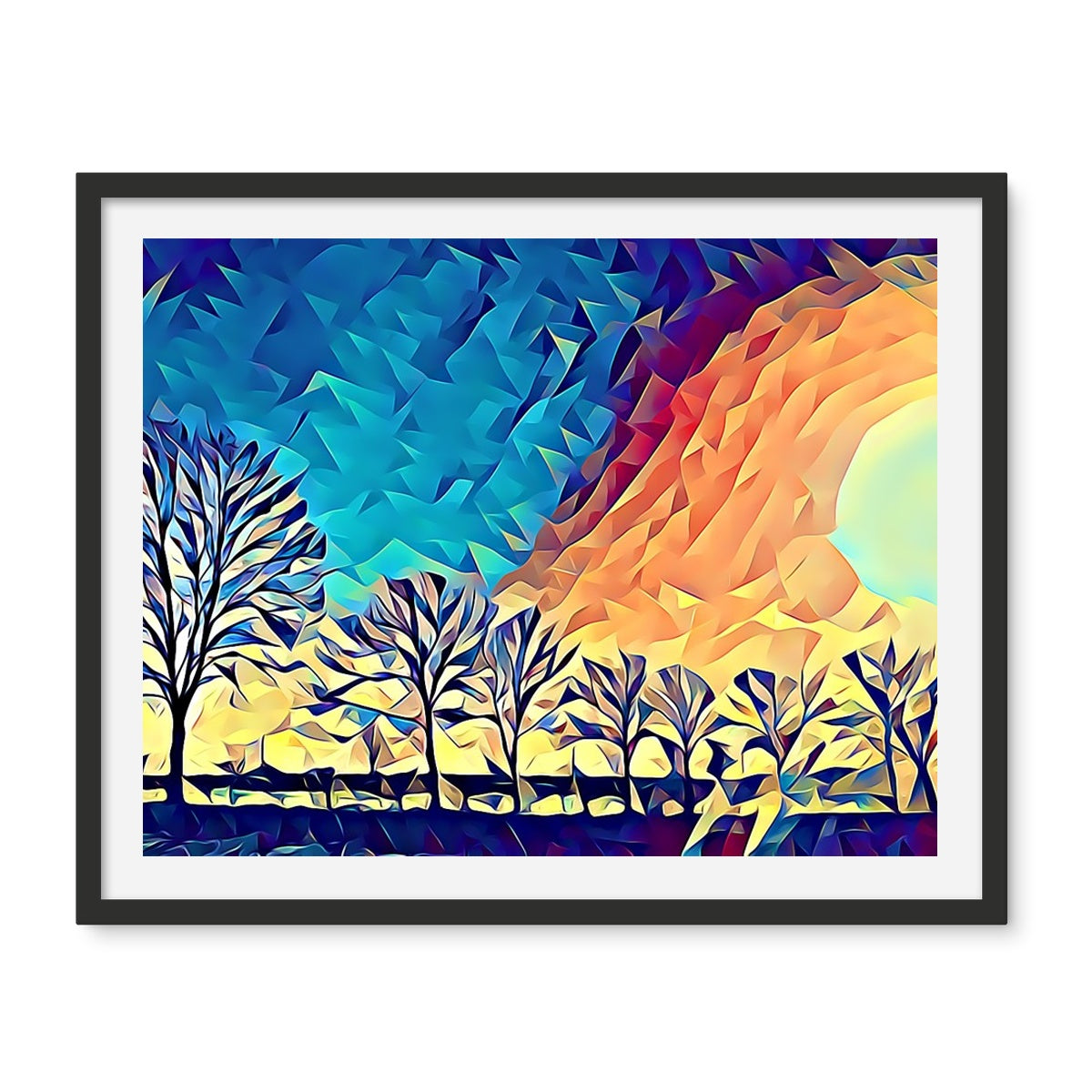 Towards Cambridgeshire - Poly Art Framed Photo Tile