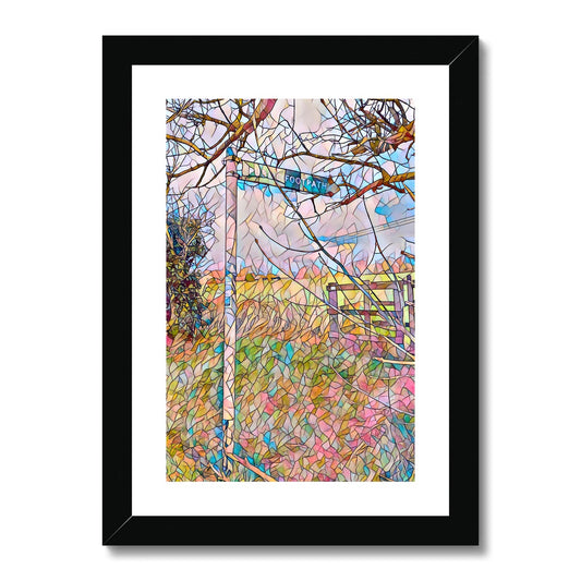 Loves Lane Footpath & Gate - Mosaic Framed & Mounted Print