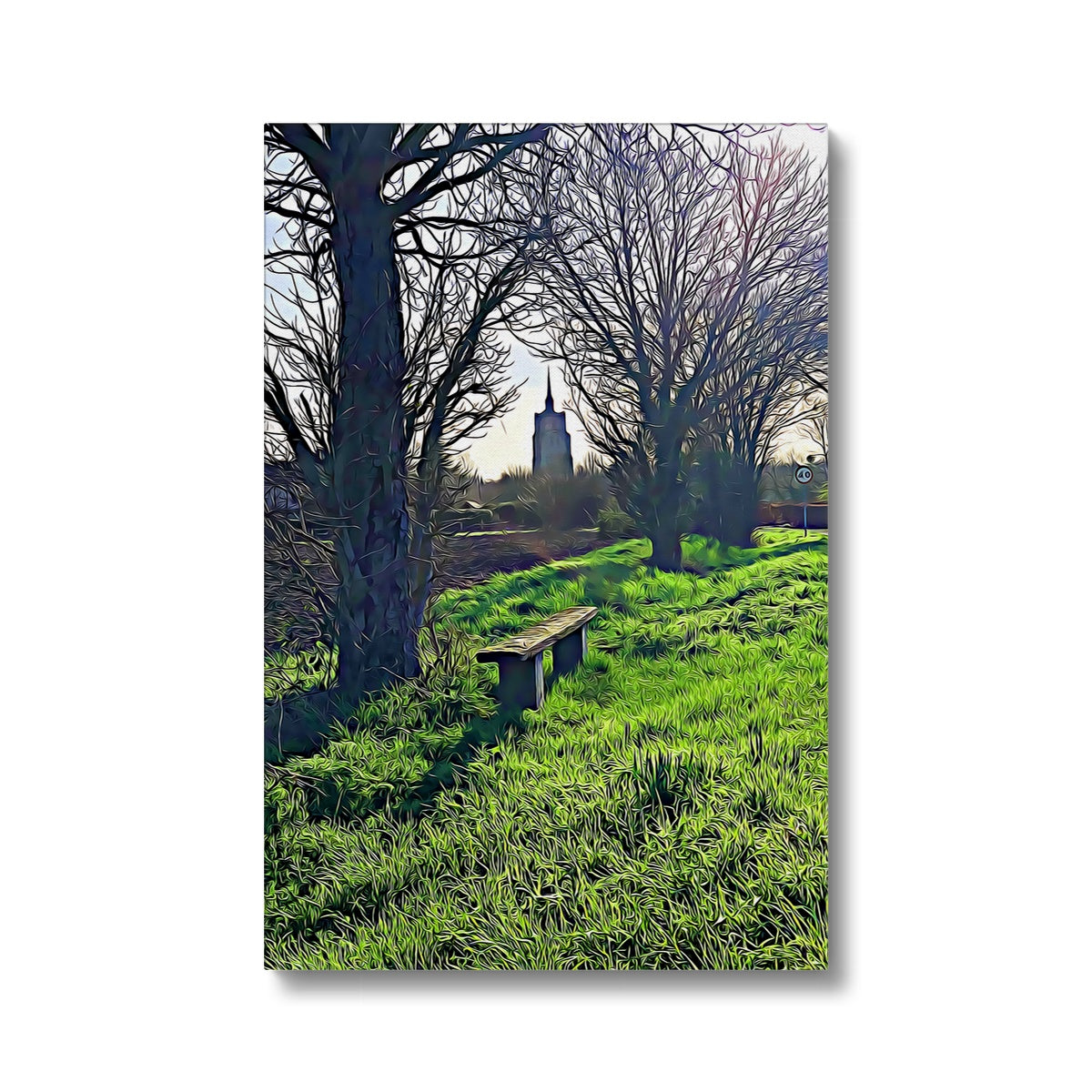 Bench on Gardiners Lane - Illustrated Canvas