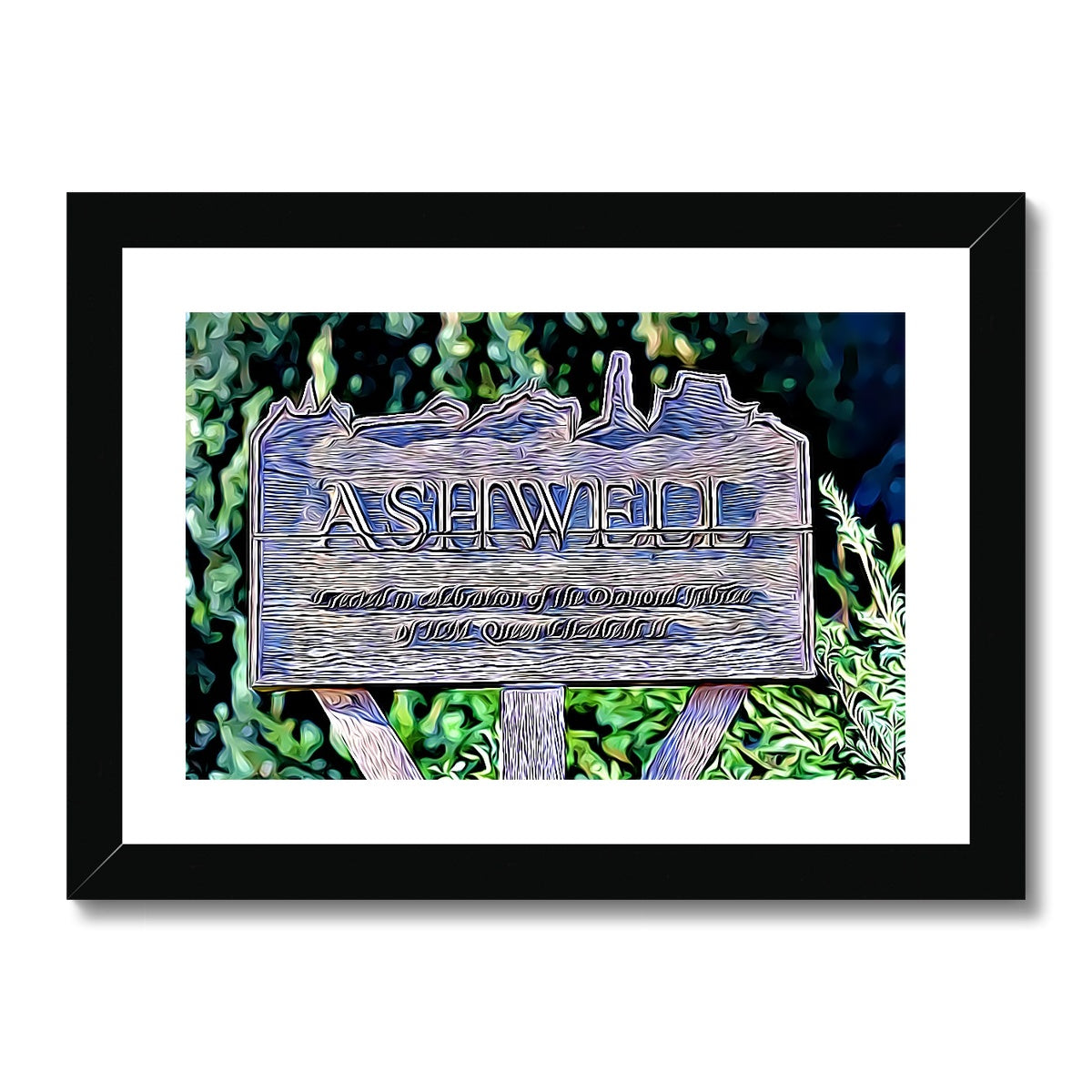 Ashwell Sign Village Green - Illustrated Framed & Mounted Print