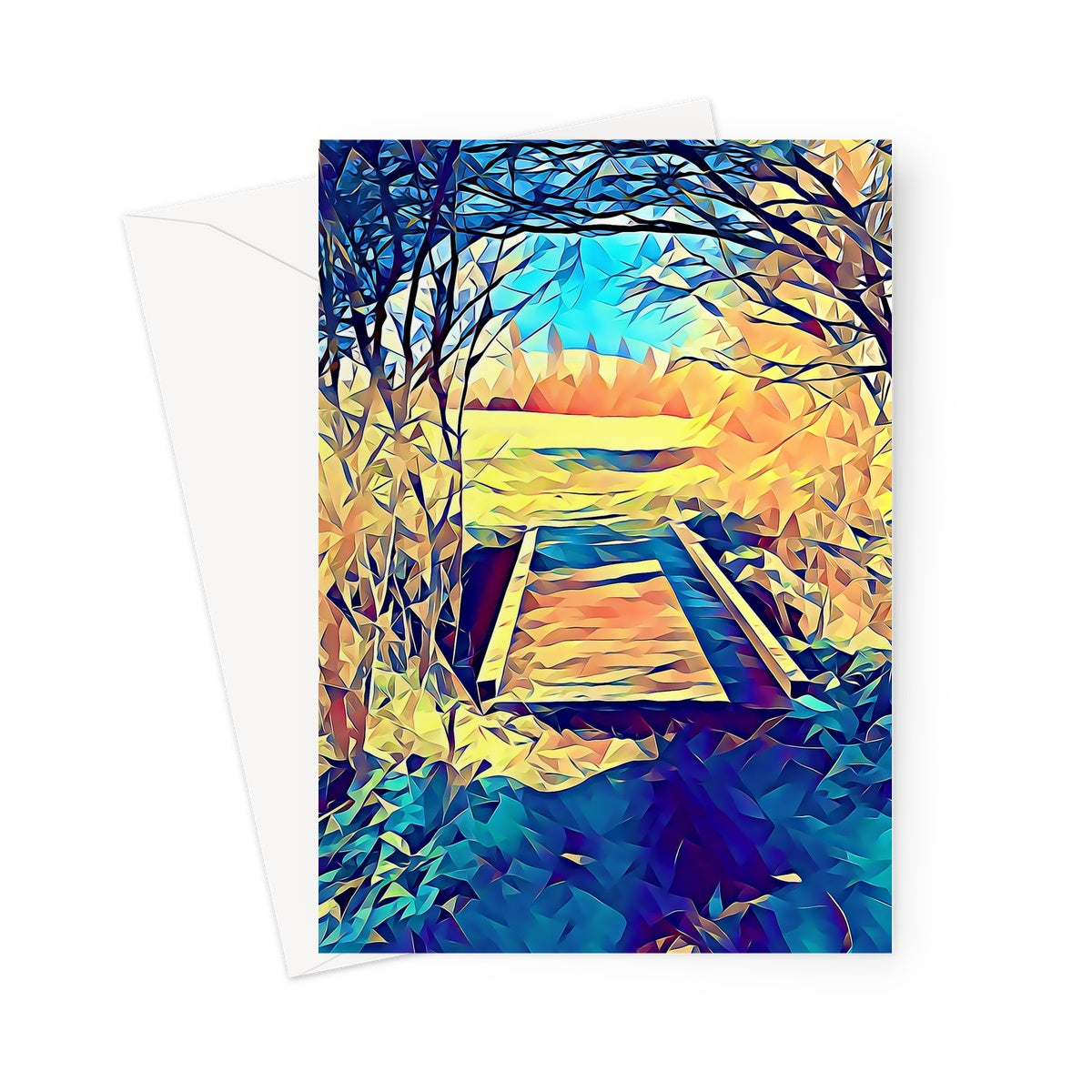 New Bridge - Poly Art Greeting Card