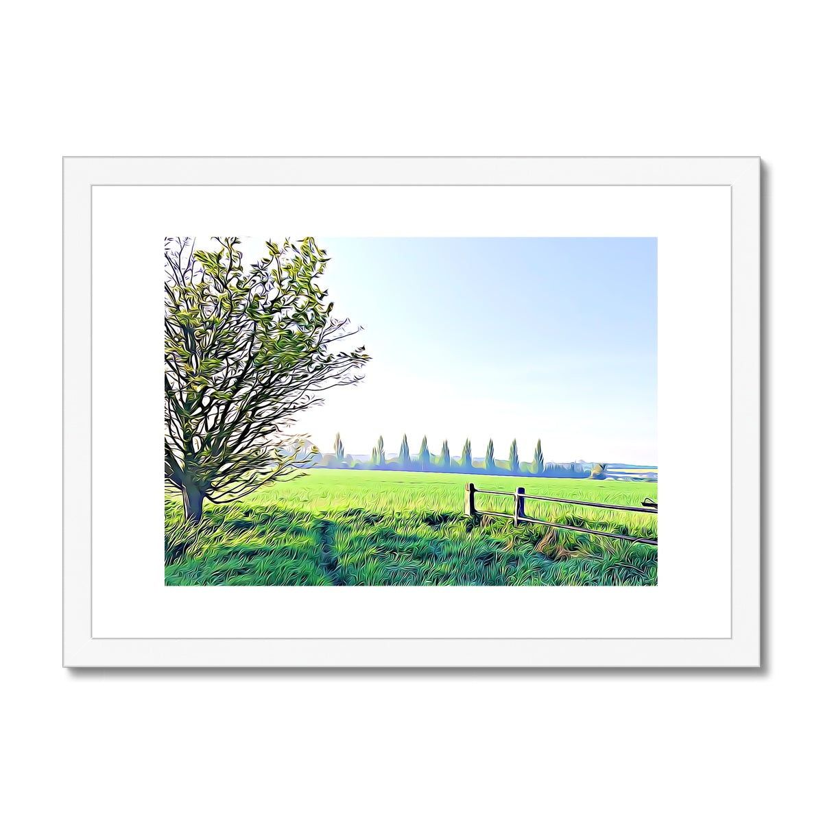 Poplars from Gardiners Lane - Illustrated Framed & Mounted Print