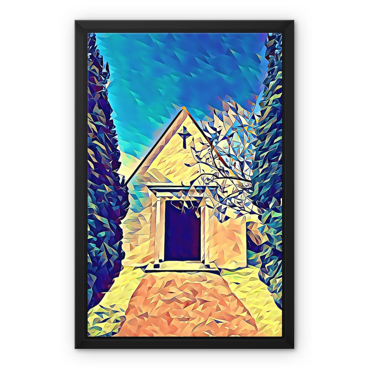 Cemetary Chapel - Poly Art Framed Canvas