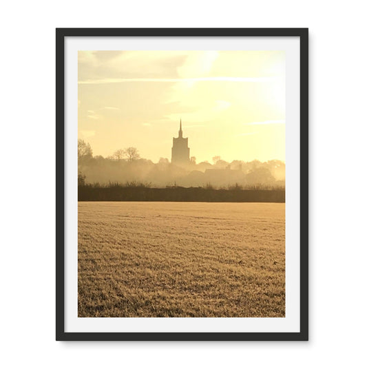 St Mary's Frosty Morning - Black & White Framed Photo Tile
