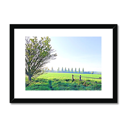 Poplars from Gardiners Lane - Illustrated Framed & Mounted Print