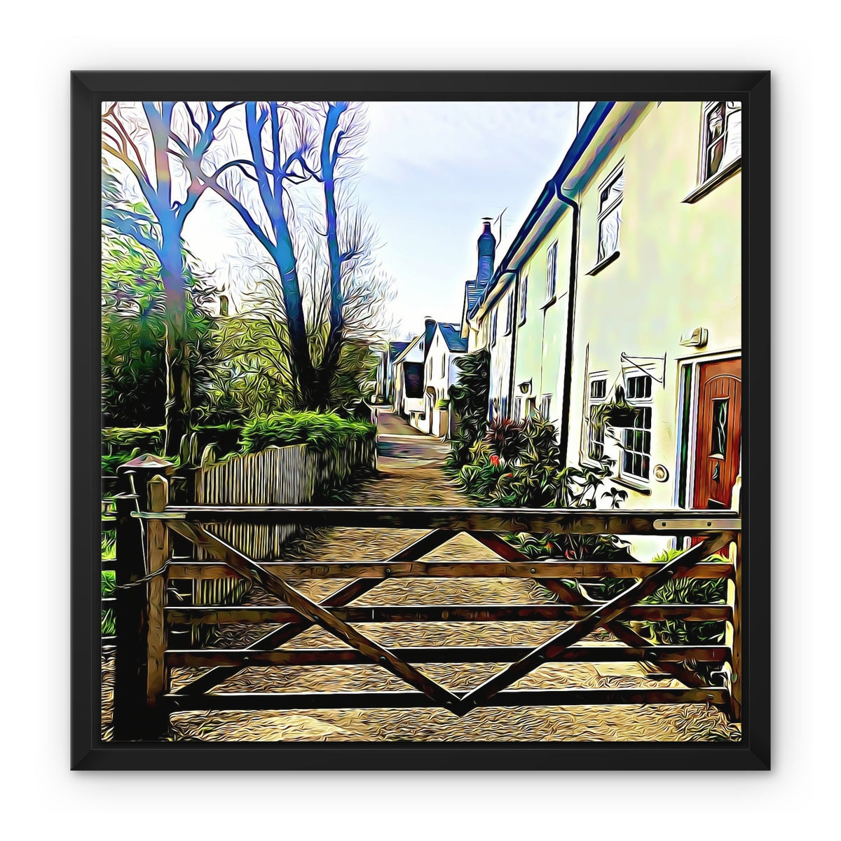 Church Path - Illustrated Framed Canvas