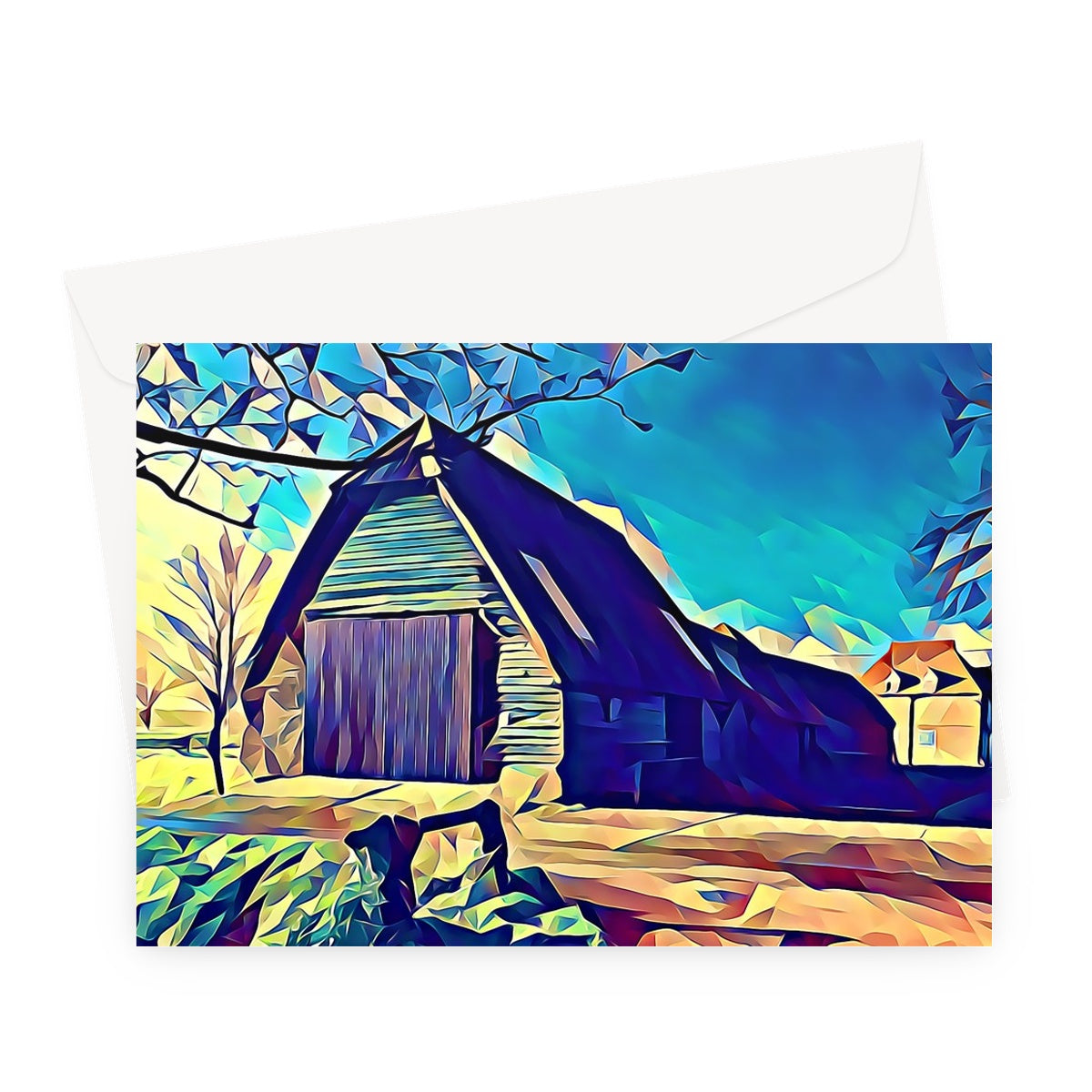 Bluegates Barn - Poly Art Greeting Card