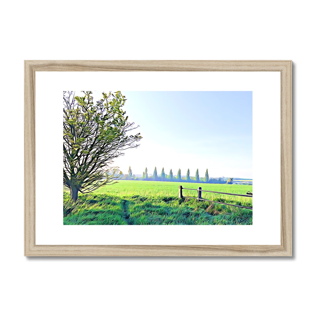 Poplars from Gardiners Lane - Illustrated Framed & Mounted Print