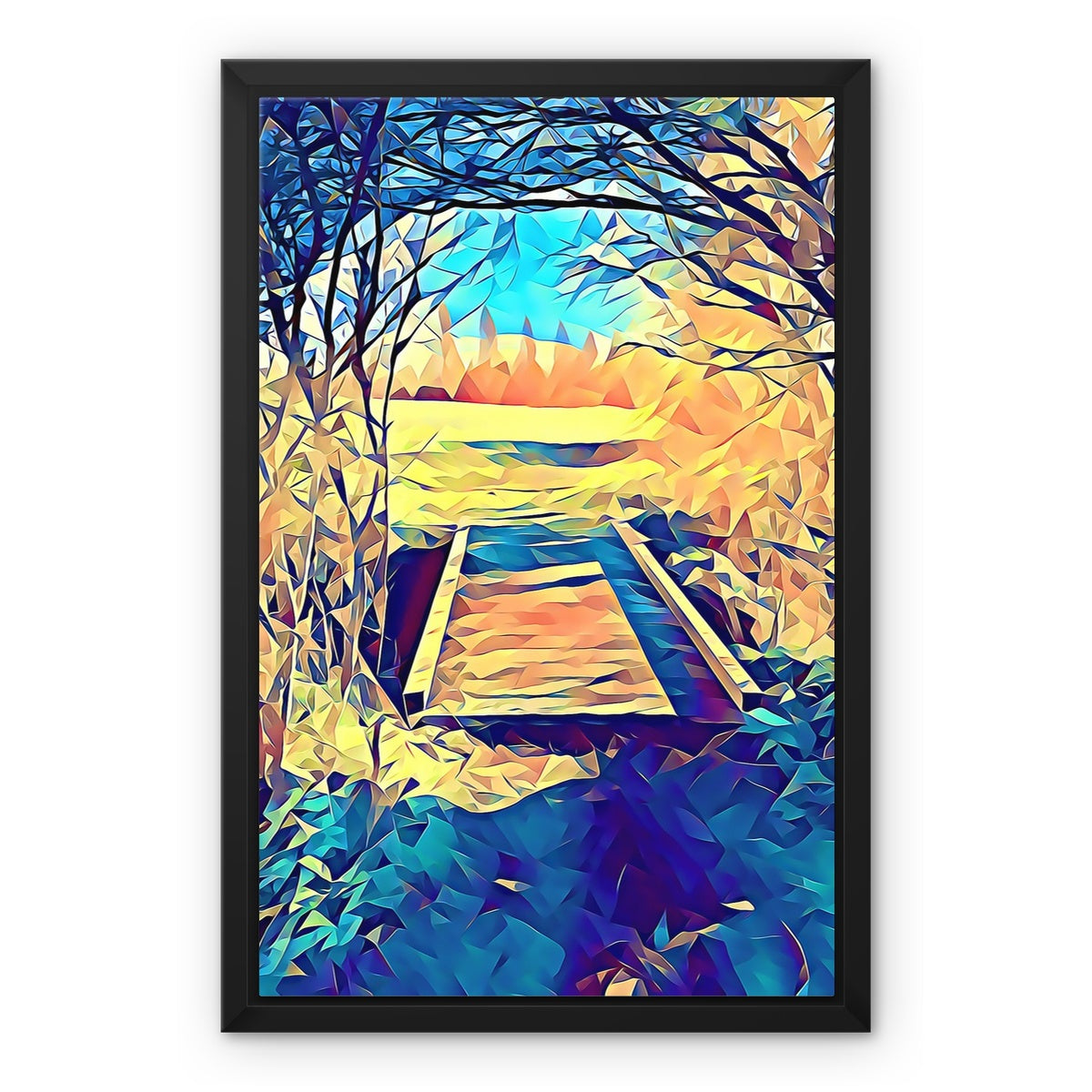 New Bridge - Poly Art Framed Canvas