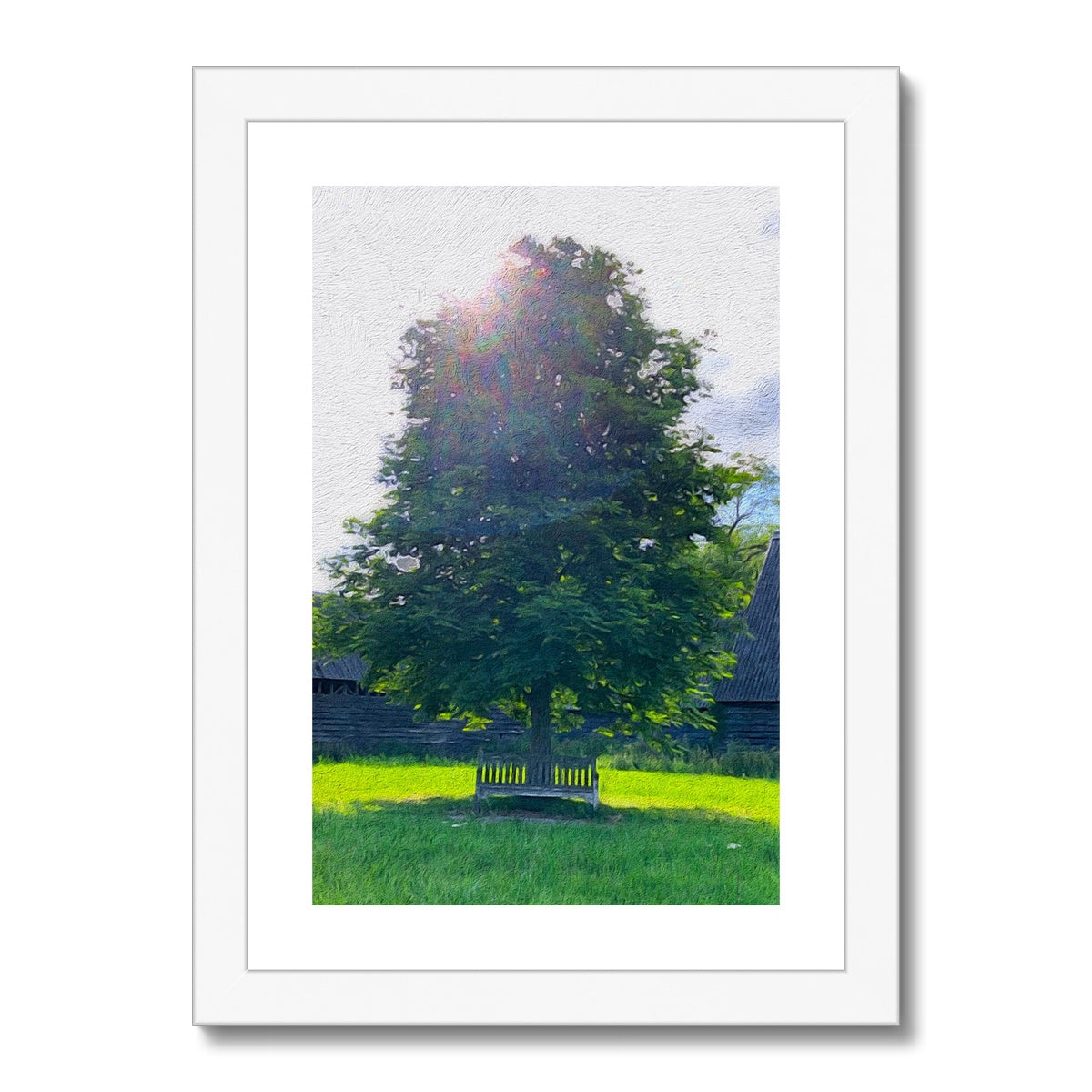 Bench under Horse Chesnut, Commoners Lane - Oil Framed & Mounted Print