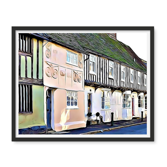 Tudor High Street - Illustrated Framed Photo Tile