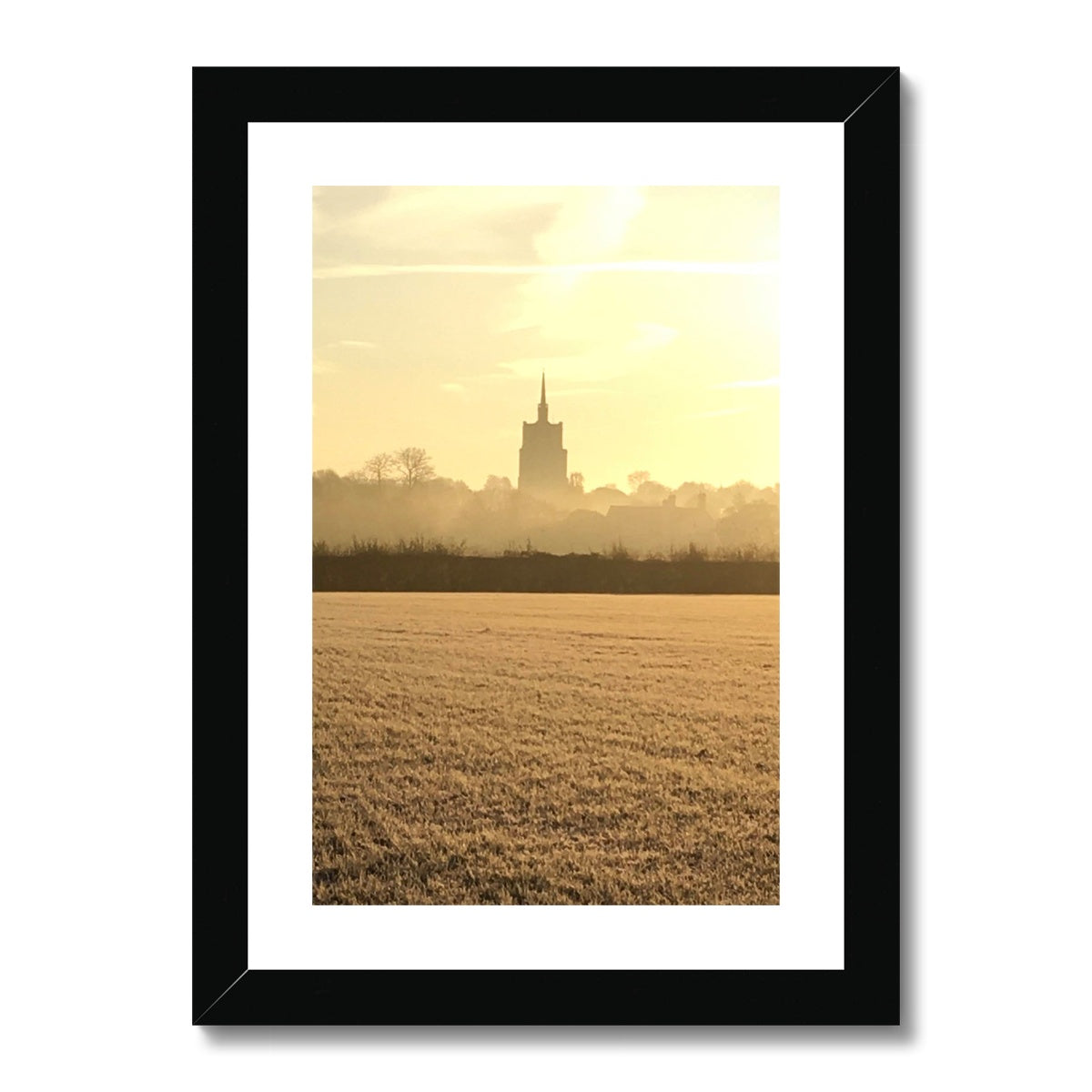 St Mary's Frosty Morning - Black & White Framed & Mounted Print