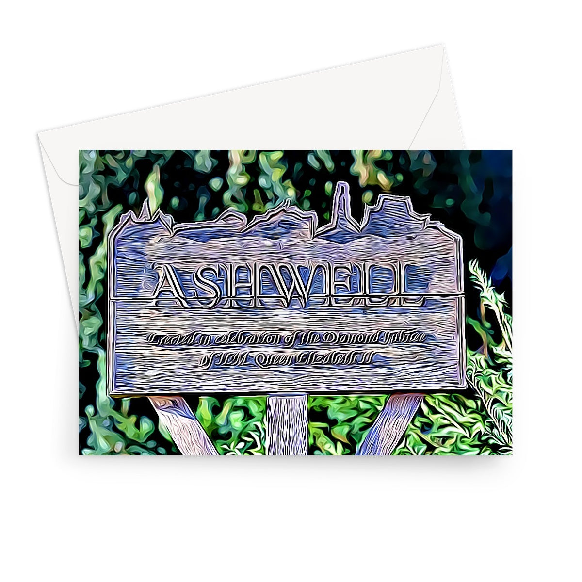 Ashwell Sign Village Green - Illustrated Greeting Card