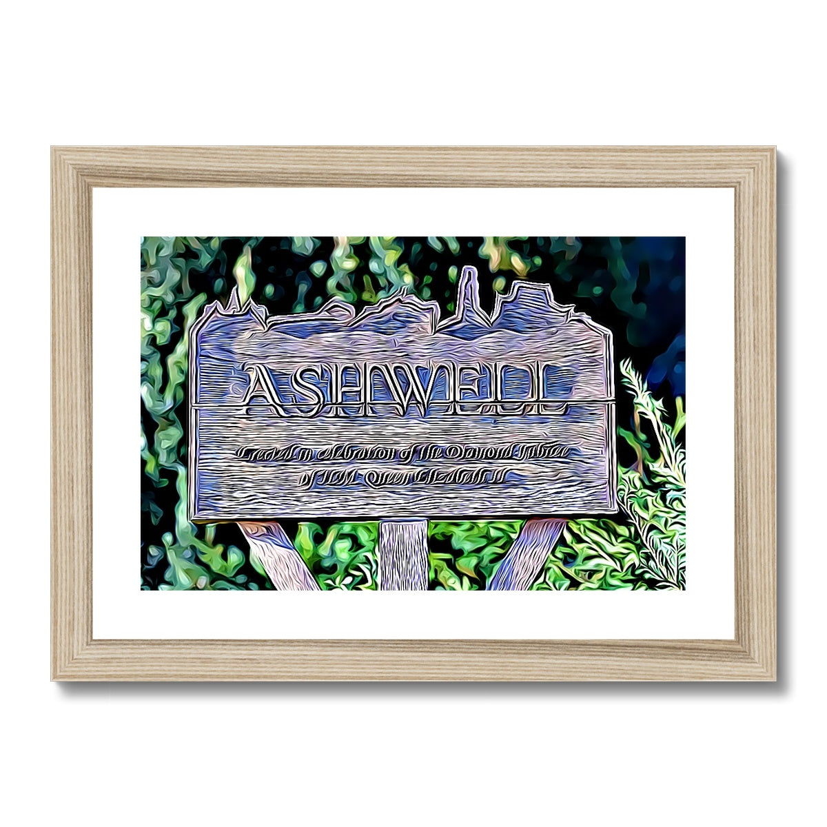 Ashwell Sign Village Green - Illustrated Framed & Mounted Print