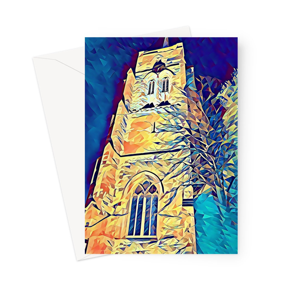 St Mary's Tower North - Poly Art Greeting Card