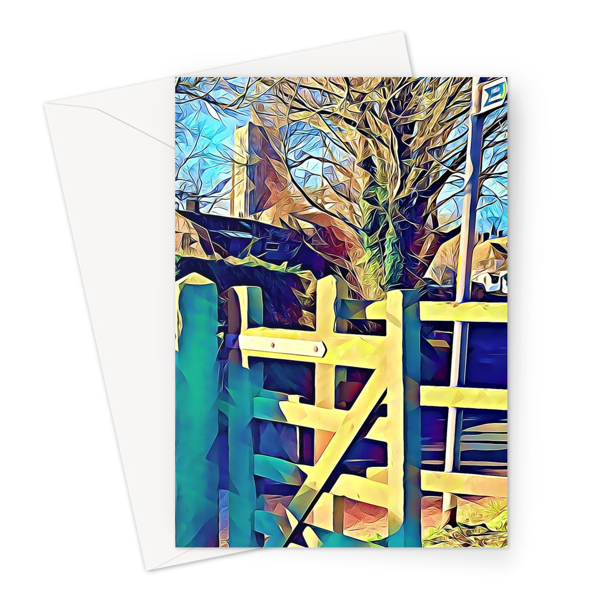 St Mary's from Sticky Lane  - Poly Art Greeting Card