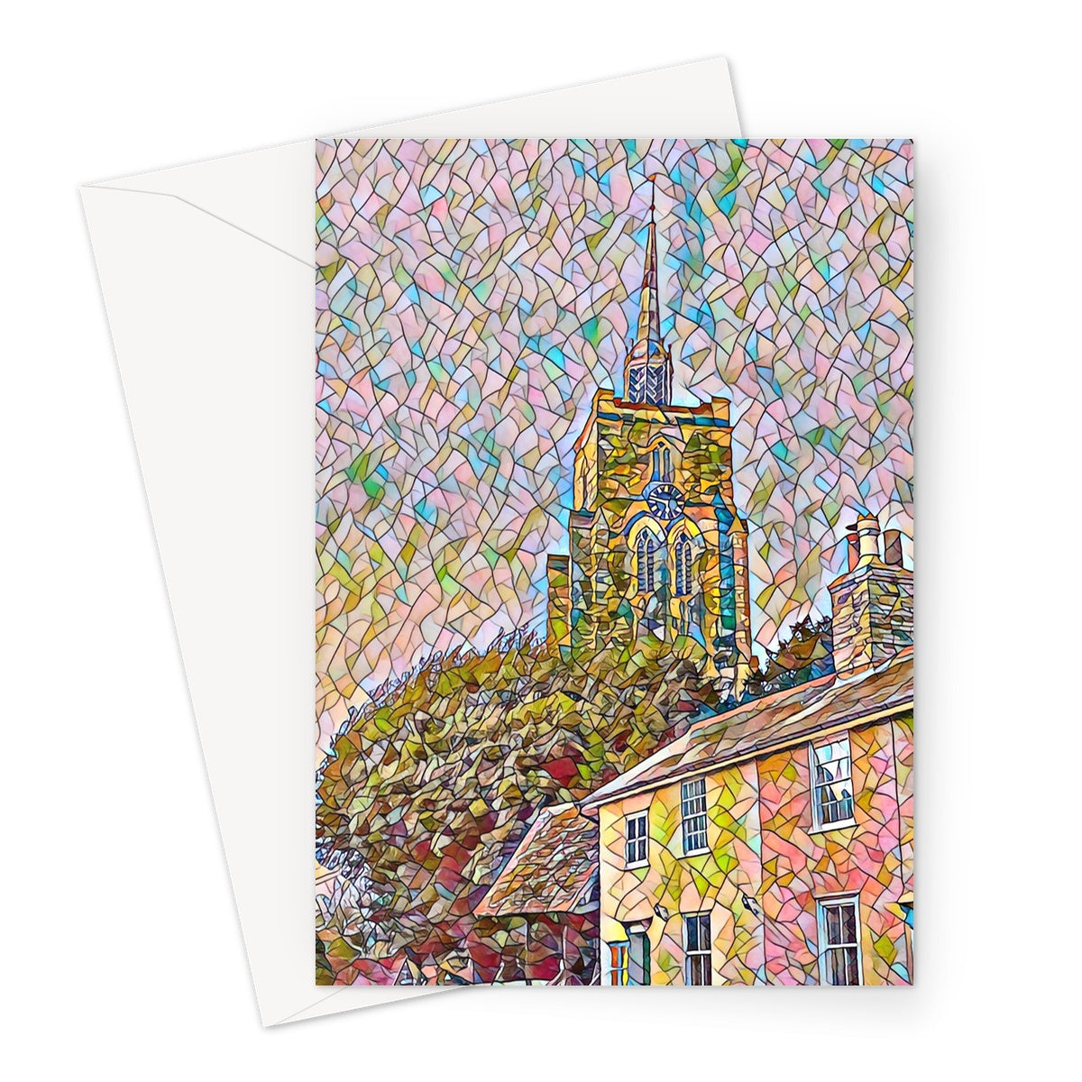 St Mary's from Mill Street - Mosaic Greeting Card