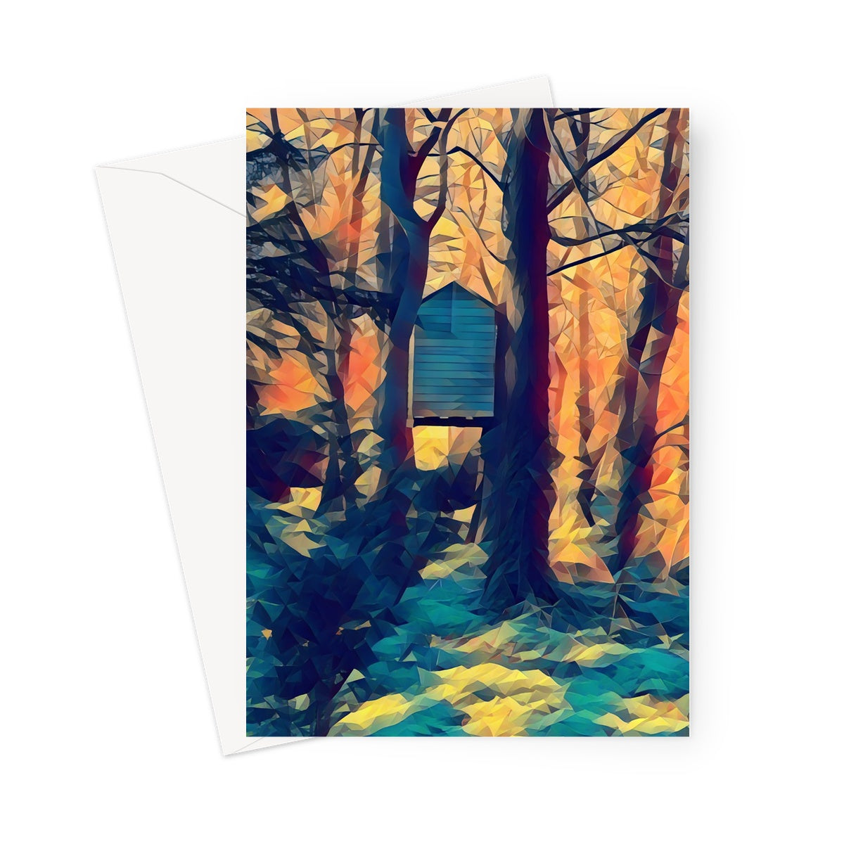 Tree House at Elbrook - Poly Art Greeting Card