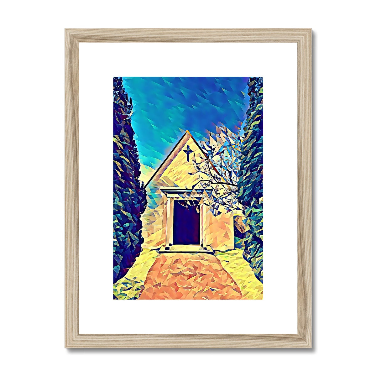 Cemetery Chapel - Poly Art Framed & Mounted Print