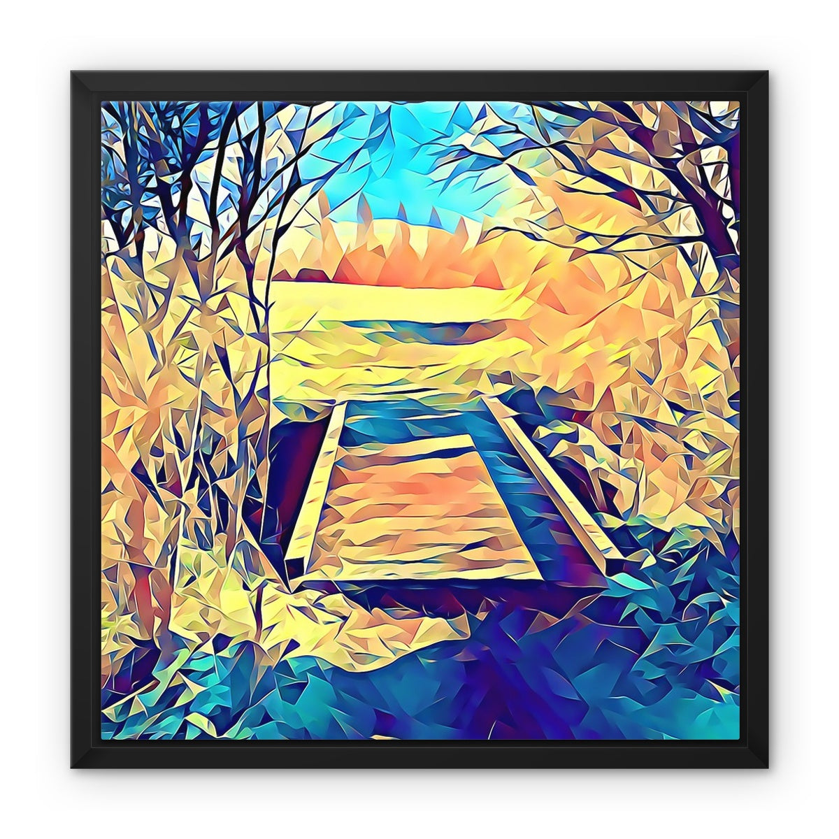 New Bridge - Poly Art Framed Canvas