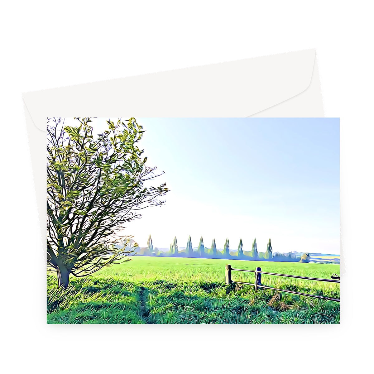 Poplars from Gardiners Lane - Illustrated Greeting Card