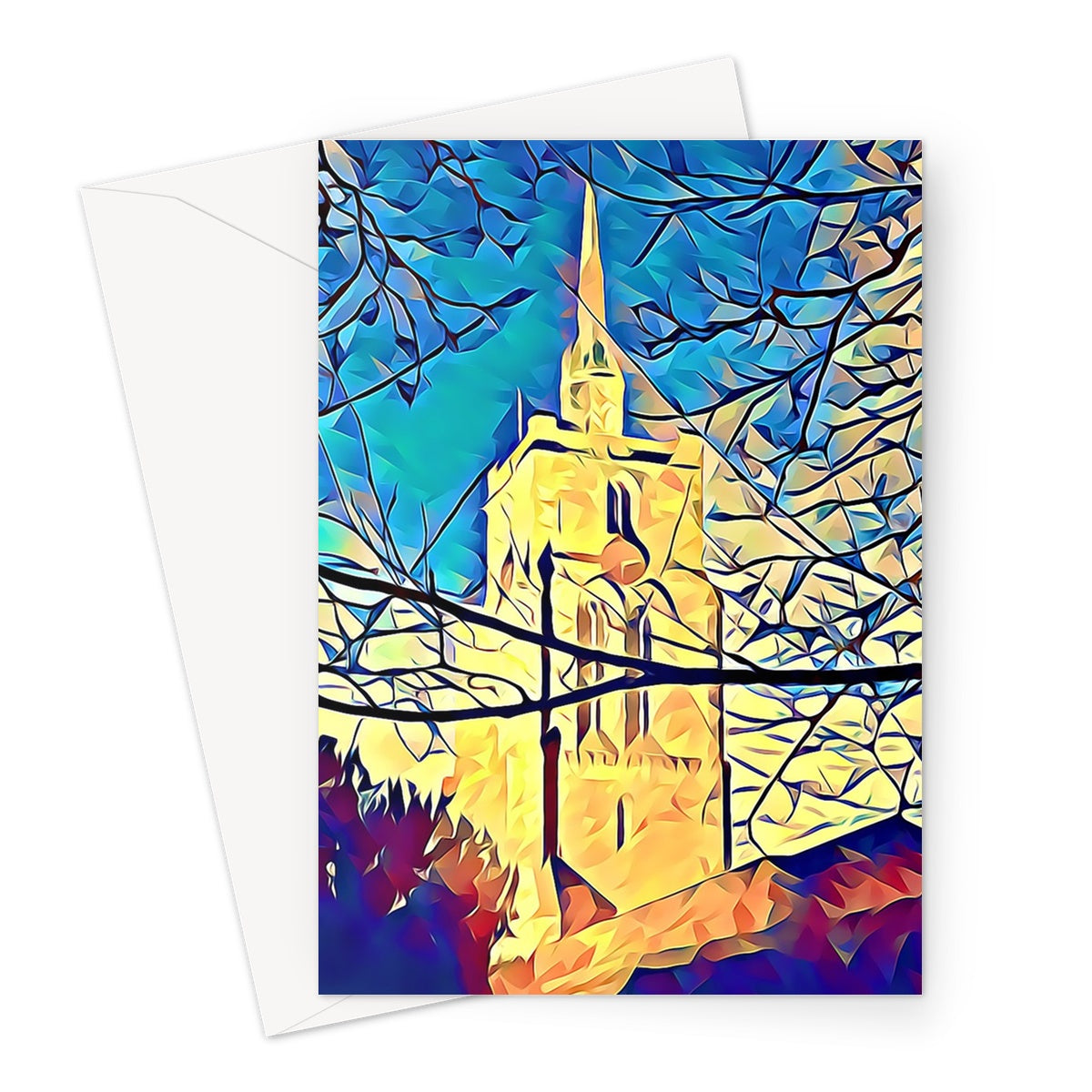 St Mary's Veiled - Poly Art Greeting Card